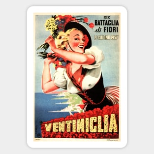 VENTIMIGLIA ITALY Floral Exhibition Festival 1957 Vintage Italian Travel Poster Sticker